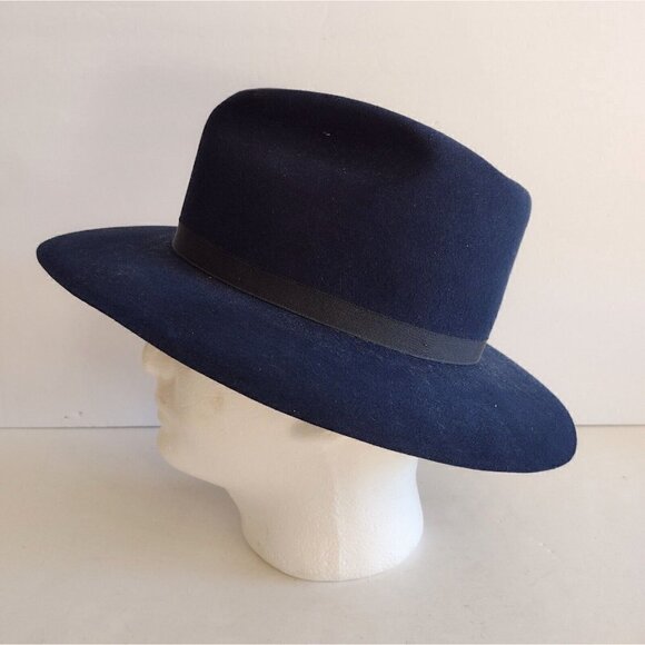 NWT Vintage Madcaps Womens Navy Blue Fedora 22" Diameter 100% Genuine Fur - Picture 4 of 12